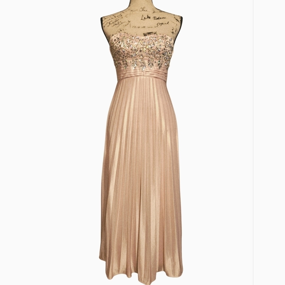 My Michelle Strapless Shimmery Beaded Gown - Picture 4 of 15